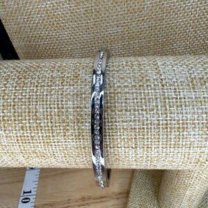 Kate Spade Silver-Tone Crystal-Embellished Hinged Bangle Bracelet